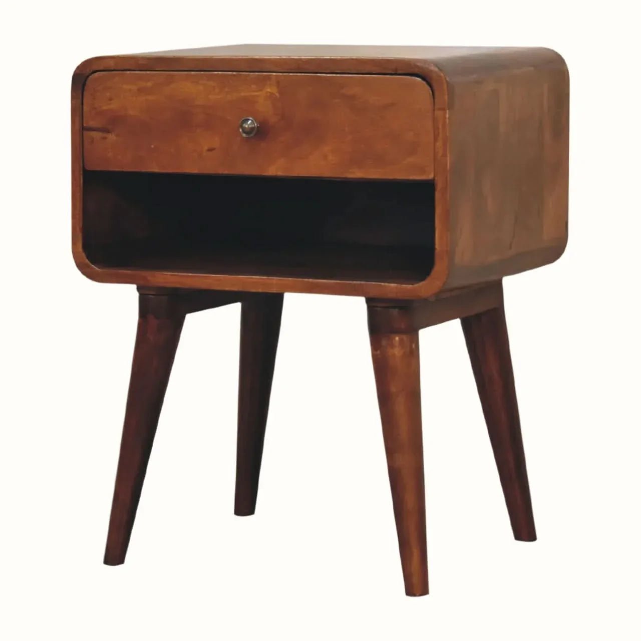 Hamade Open Bedside Table, Medium - Chestnut Bedside Tables - Bokel Home