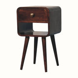 Hamade Open Bedside Table with Lower Slot, Small - California Walnut Bedside Tables - Bokel Home