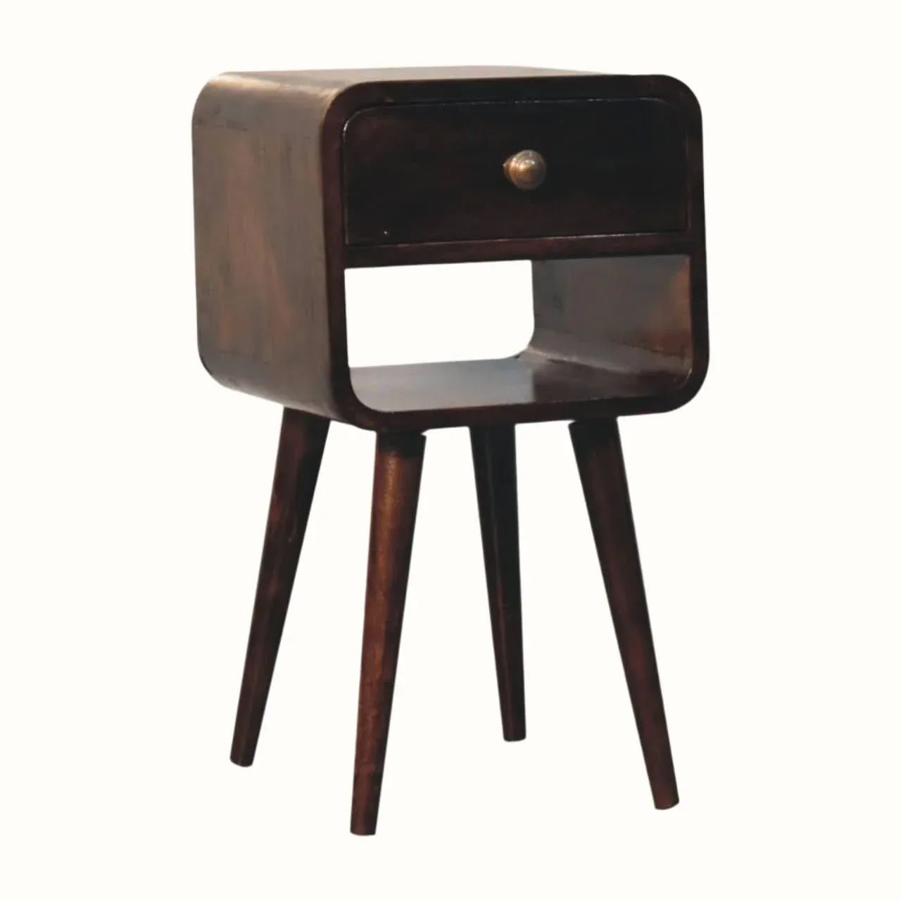 Hamade Open Bedside Table with Lower Slot, Small - California Walnut Bedside Tables - Bokel Home
