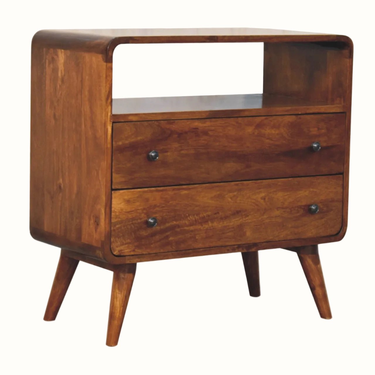 Hamade Open Chest of 2 Drawers, Small - Chestnut Chest of Drawers - Bokel Home