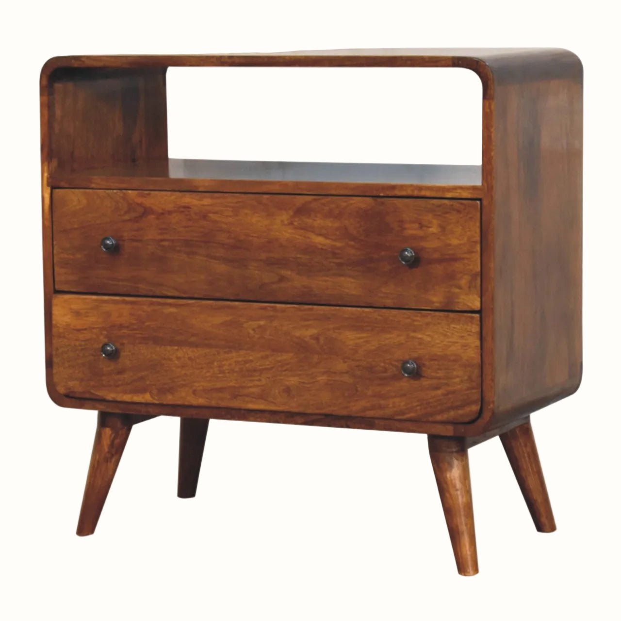 Hamade Open Chest of 2 Drawers, Small - Chestnut Chest of Drawers - Bokel Home