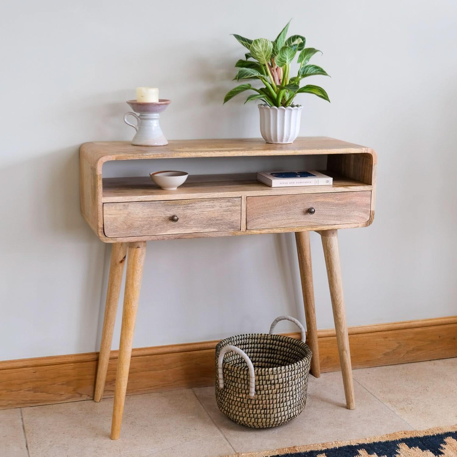 Hamade Open Console Table, Medium - Natural Console Tables - Bokel Home