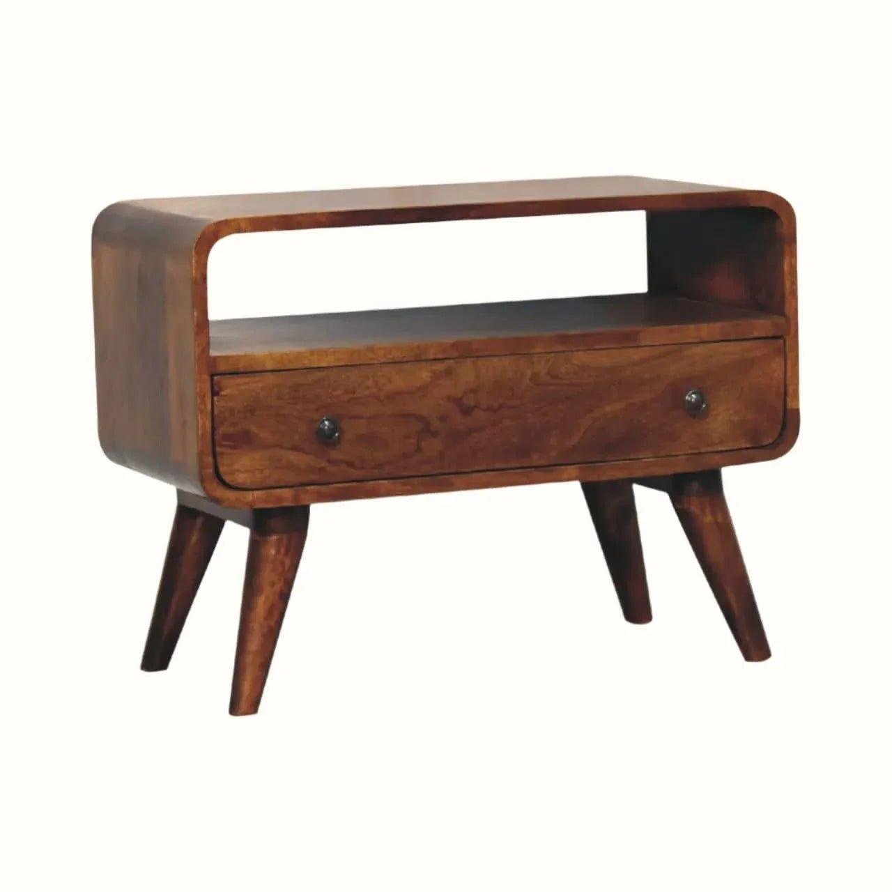 Hamade Open TV Stand 1 Drawer, Small - Chestnut TV Stands - Bokel Home