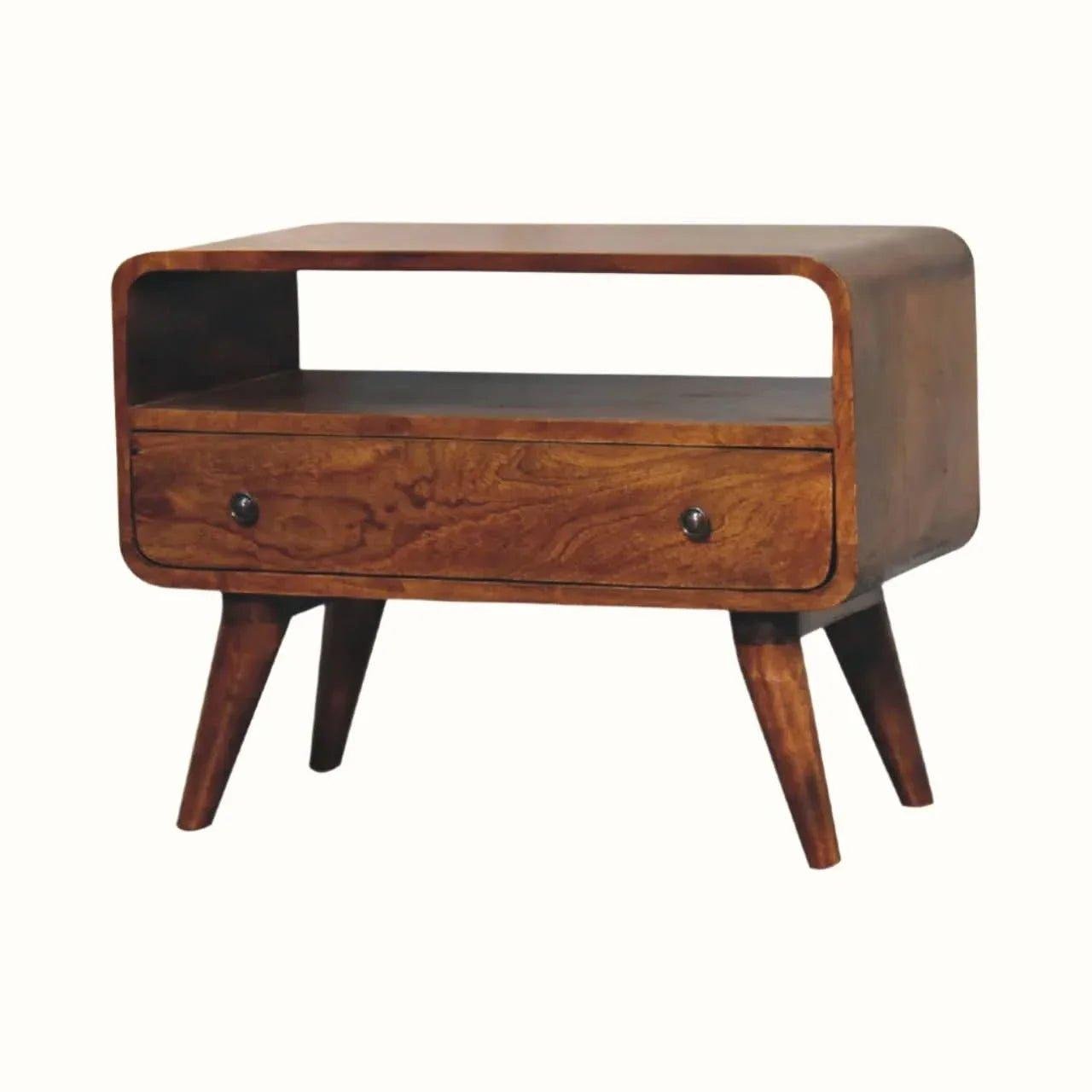 Hamade Open TV Stand 1 Drawer, Small - Chestnut TV Stands - Bokel Home