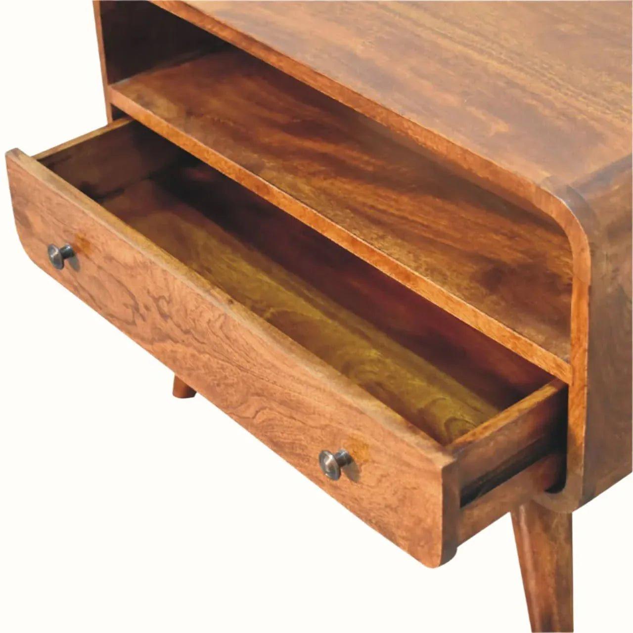 Hamade Open TV Stand 1 Drawer, Small - Chestnut TV Stands - Bokel Home