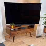 Hamade Open TV Stand, Medium - Chestnut TV Stands - Bokel Home