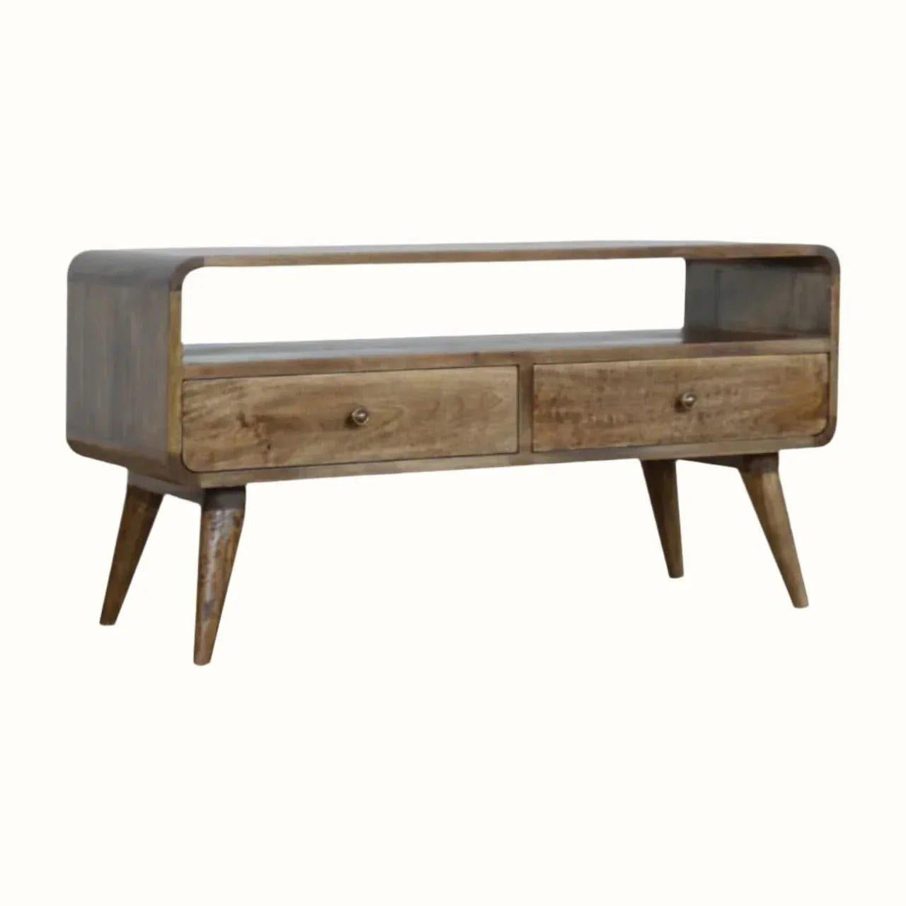 Hamade Open TV Stand, Medium - Grey Wash TV Stands - Bokel Home