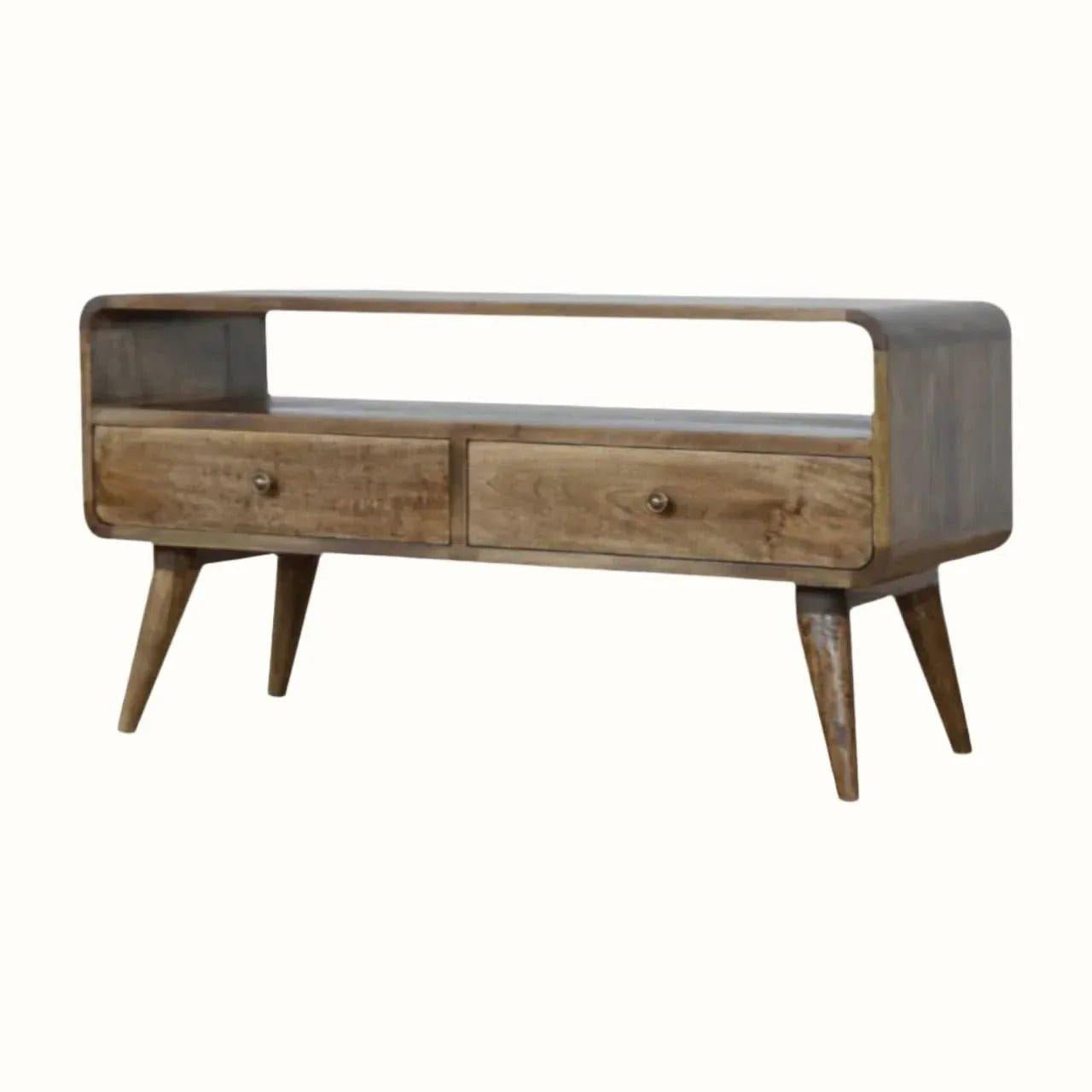 Hamade Open TV Stand, Medium - Grey Wash TV Stands - Bokel Home