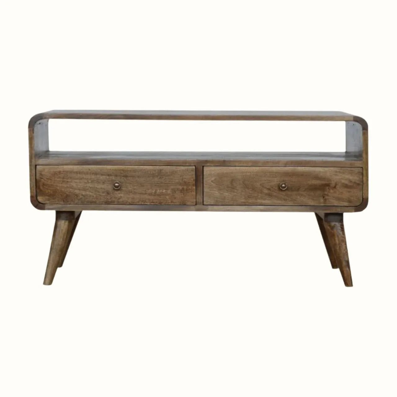 Hamade Open TV Stand, Medium - Grey Wash TV Stands - Bokel Home