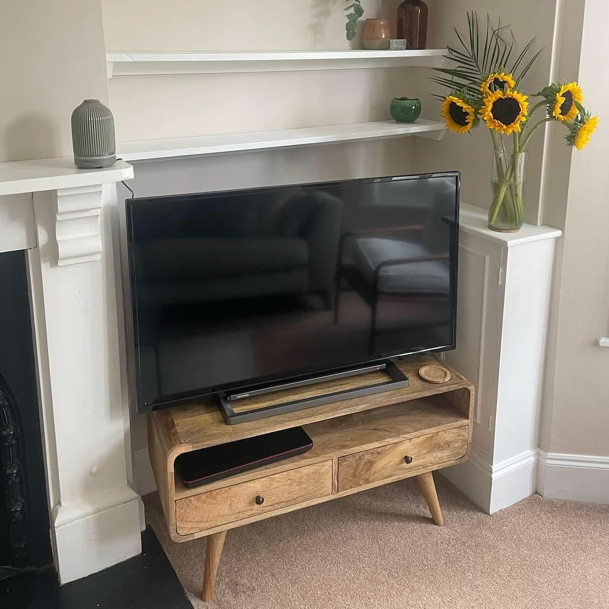 Hamade Open TV Stand, Medium - Natural TV Stands - Bokel Home