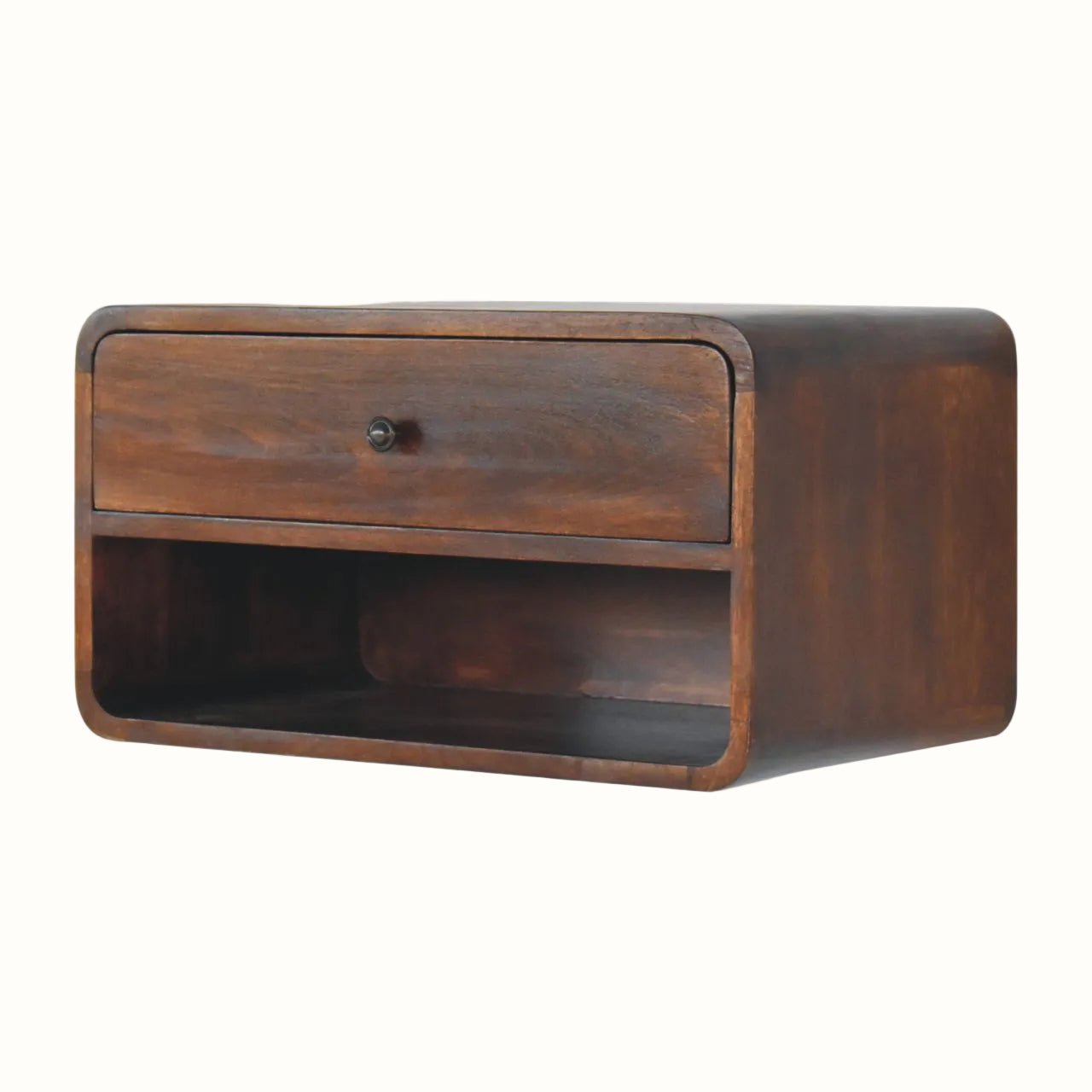Hamade Open Wall Mounted Bedside Table, Large - Chestnut Bedside Tables - Bokel Home