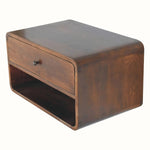 Hamade Open Wall Mounted Bedside Table, Large - Chestnut Bedside Tables - Bokel Home