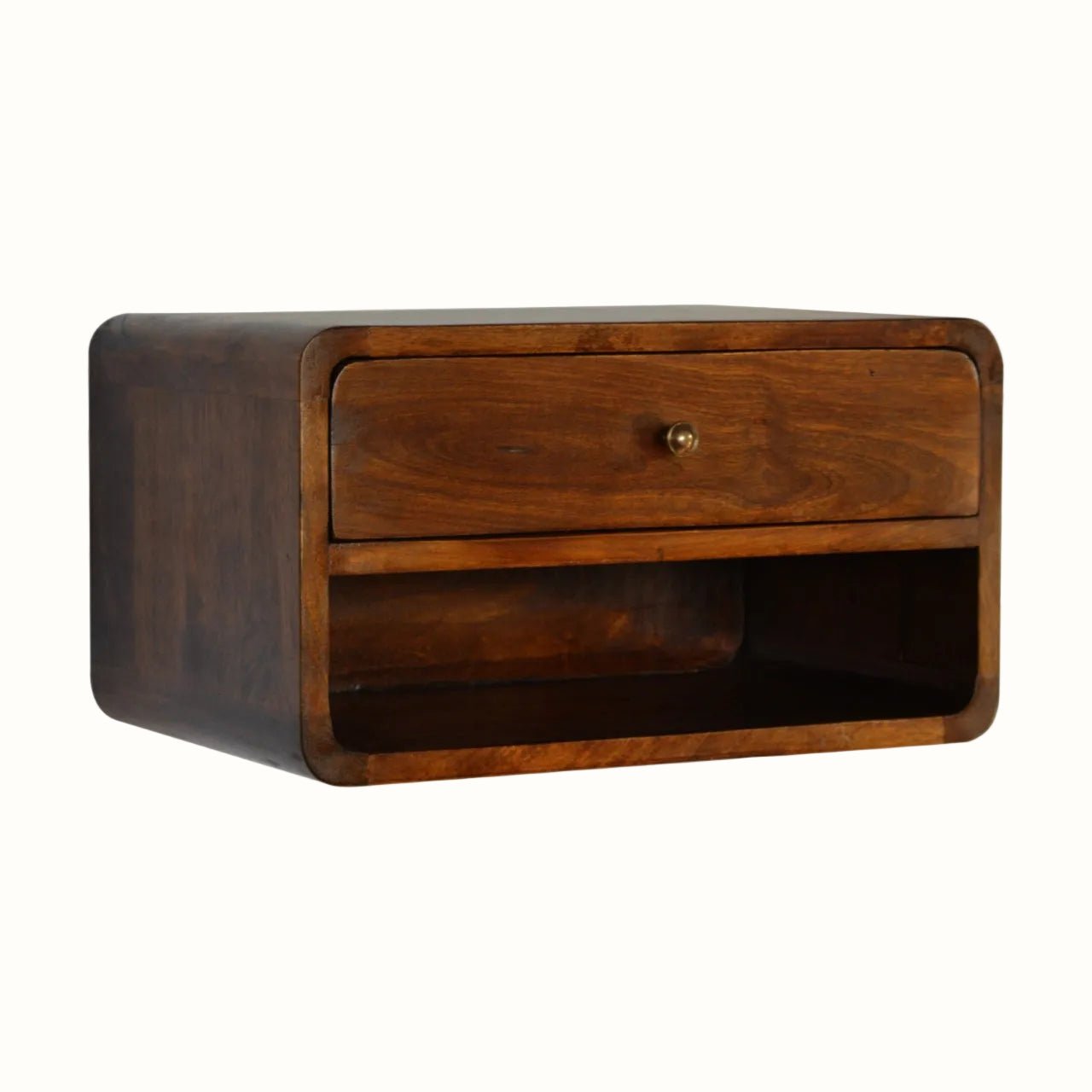 Hamade Open Wall Mounted Bedside Table, Medium - Chestnut Bedside Tables - Bokel Home