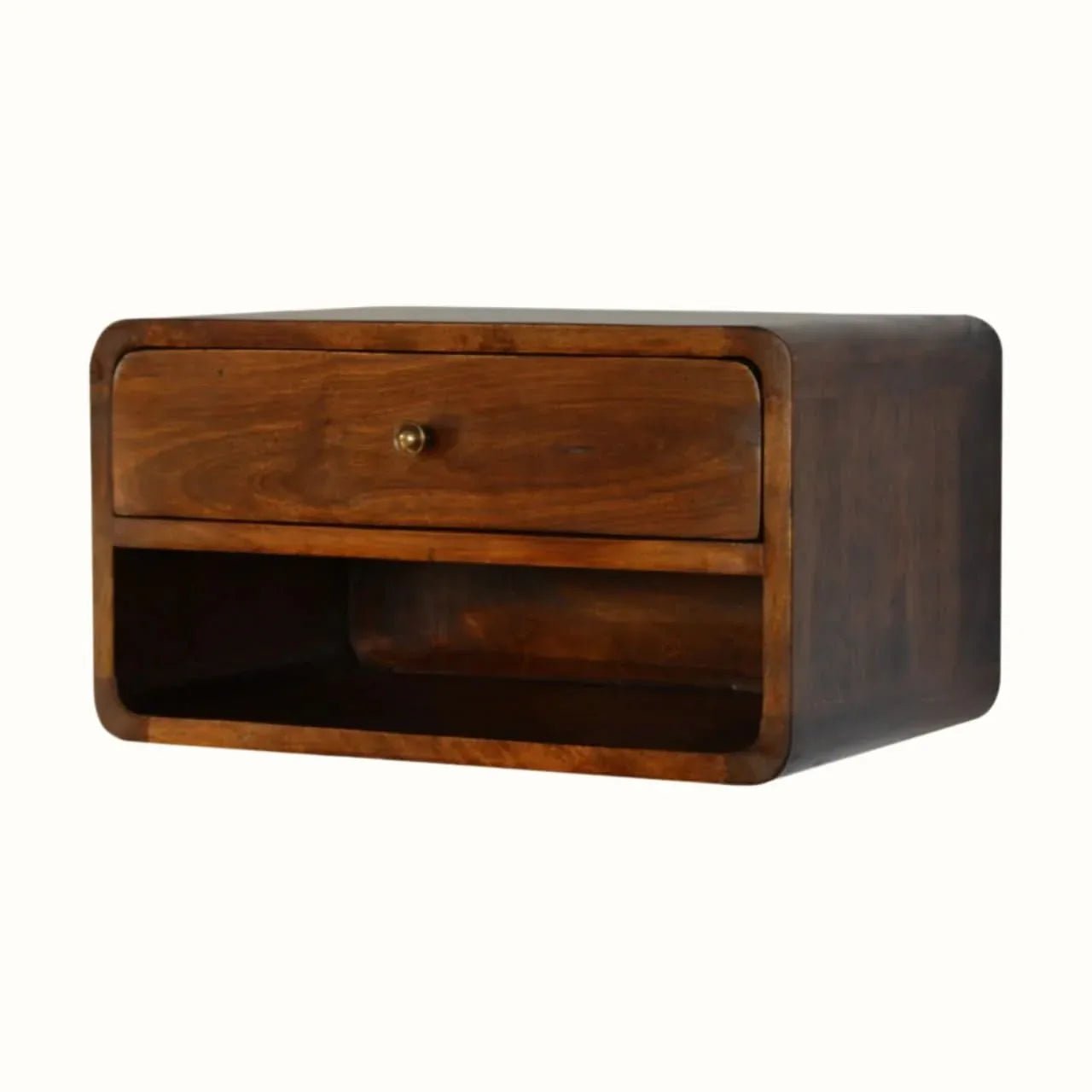 Hamade Open Wall - Mounted Bedside Table, Medium - Chestnut - Bokel Home