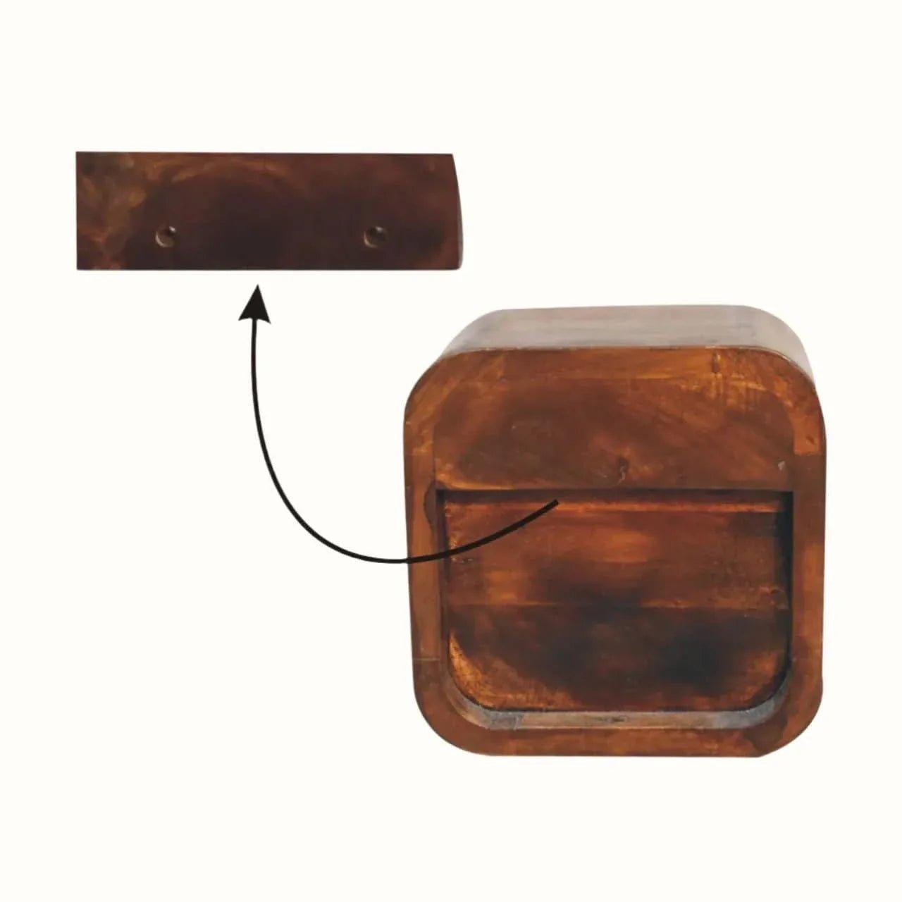 Hamade Open Wall Mounted Bedside Table, Mini - Chestnut Bedside Tables - Bokel Home