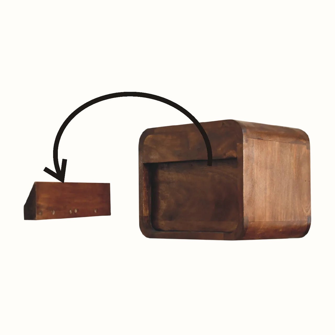Hamade Open Wall Mounted Bedside Table, Small - Chestnut Bedside Tables - Bokel Home