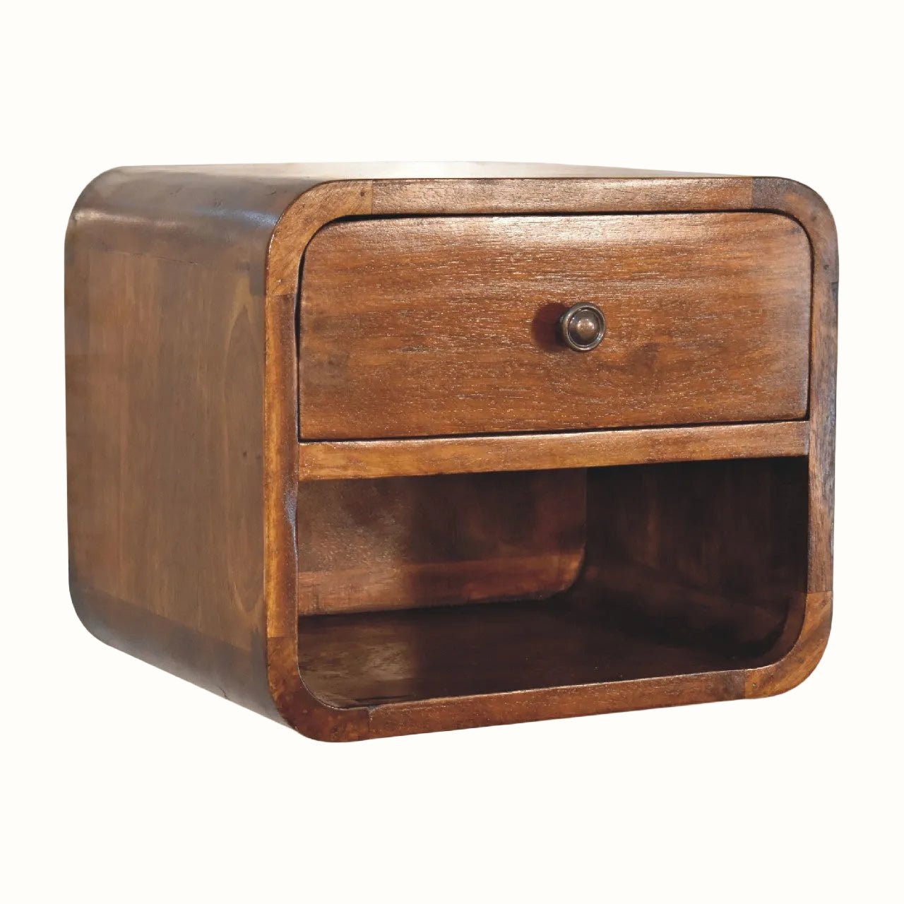 Hamade Open Wall Mounted Bedside Table, Small - Chestnut Bedside Tables - Bokel Home