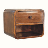 Hamade Open Wall Mounted Bedside Table, Small - Chestnut Bedside Tables - Bokel Home