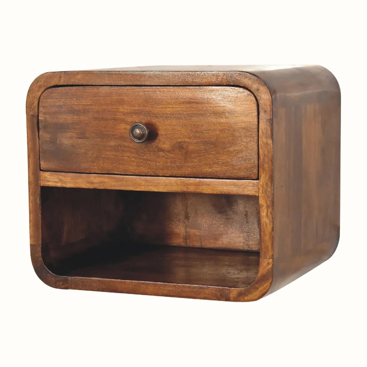 Hamade Open Wall Mounted Bedside Table, Small - Chestnut Bedside Tables - Bokel Home
