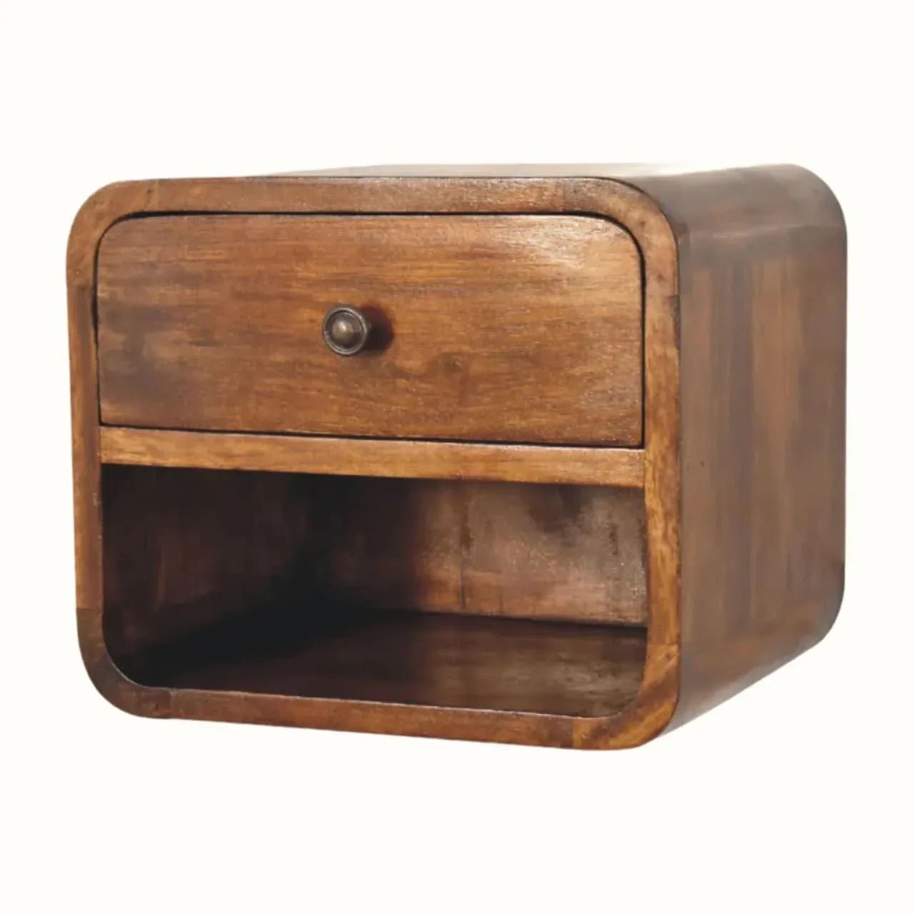 Hamade Open Wall - Mounted Bedside Table, Small - Chestnut Bedside Tables - Bokel Home