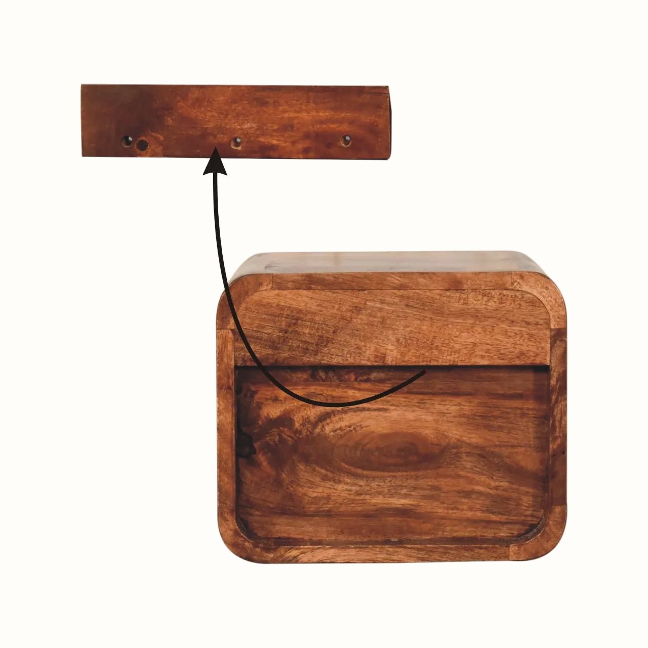 Hamade Open Wall Mounted Bedside Table, Small - Honey Caramel Bedside Tables - Bokel Home