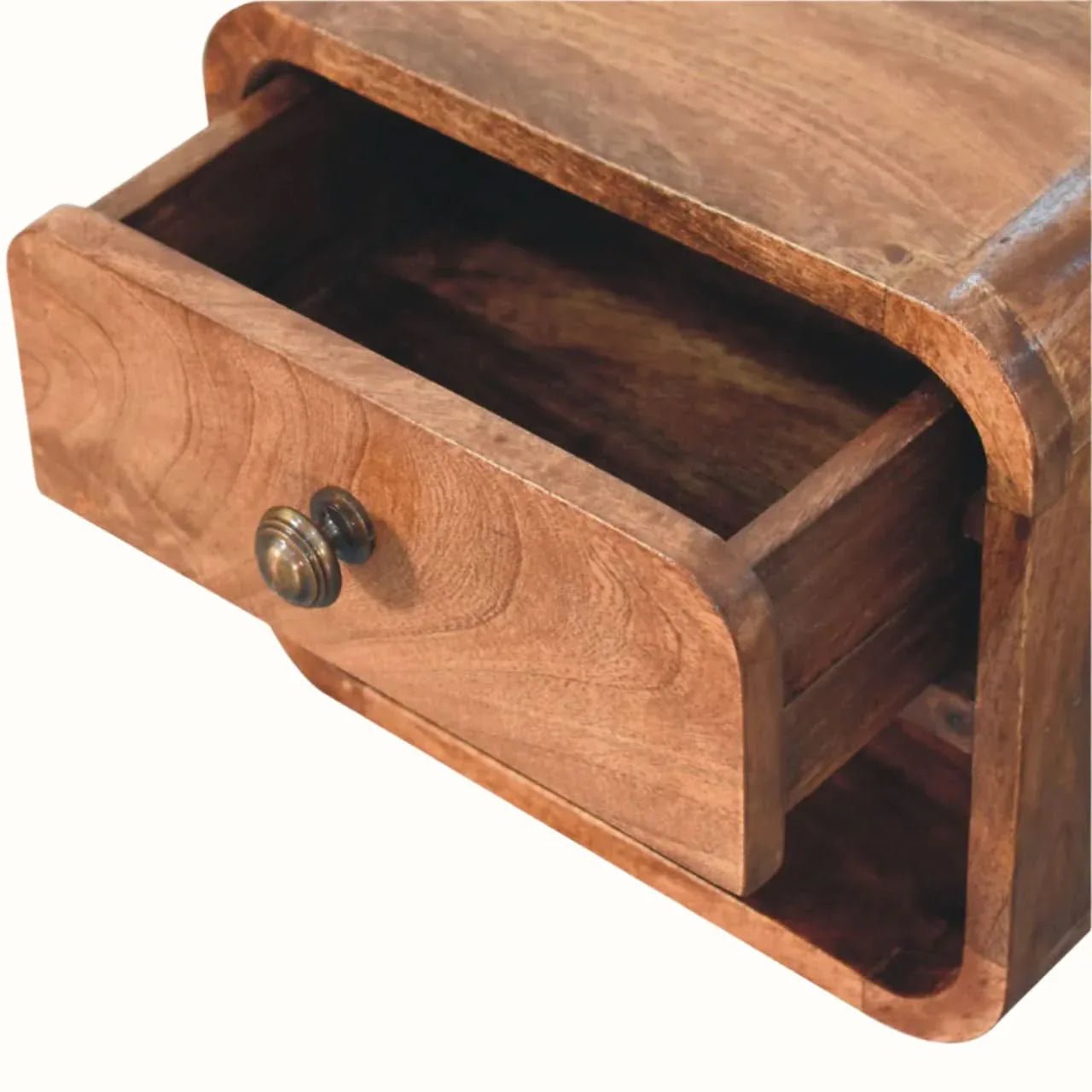 Hamade Open Wall - Mounted Bedside Table, Small - Honey Caramel Bedside Tables - Bokel Home