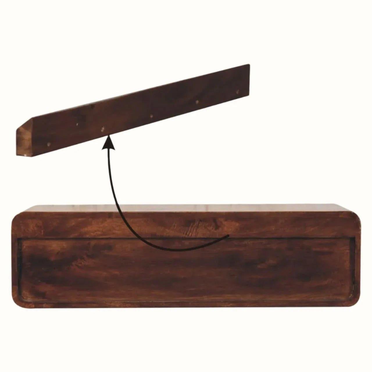 Hamade Open Wall-Mounted Console Table Medium- California Walnut Console Tables - Bokel Home