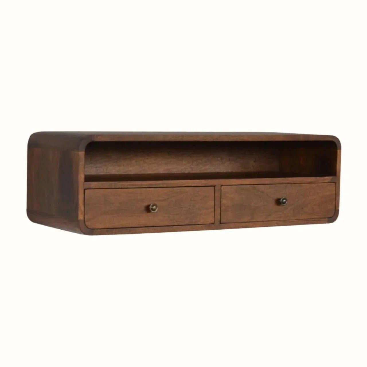 Hamade Open Wall-Mounted Console Table, Medium - Chestnut Console Tables - Bokel Home