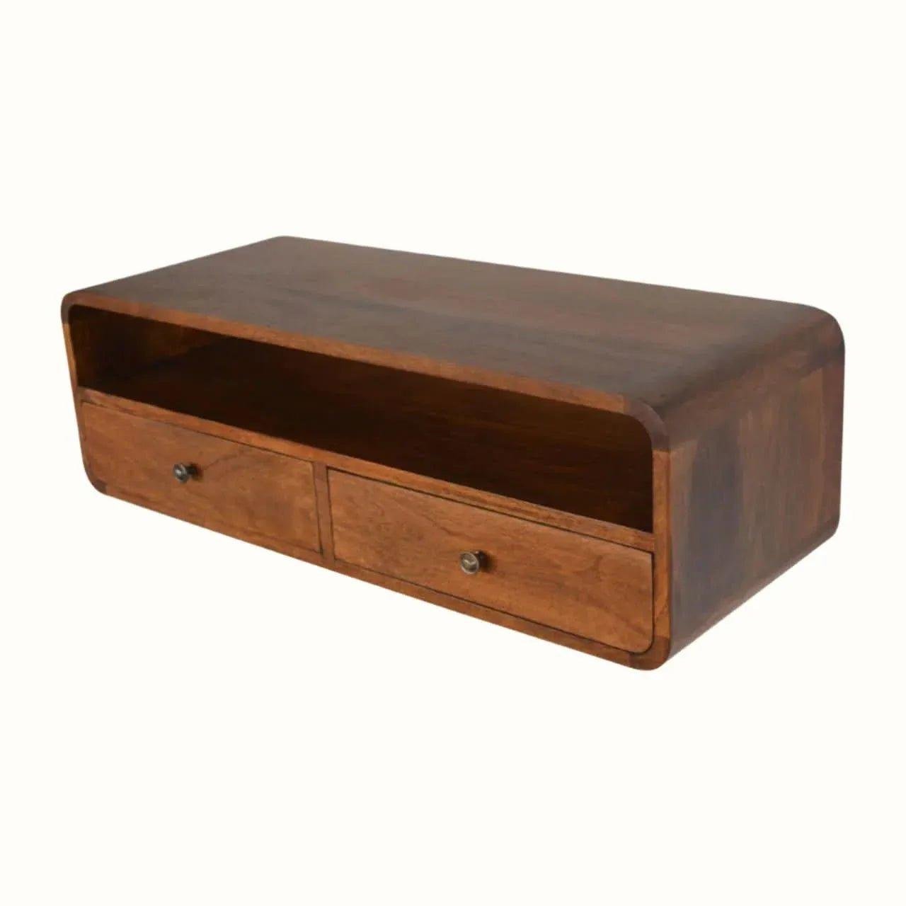 Hamade Open Wall-Mounted Console Table, Medium - Chestnut Console Tables - Bokel Home