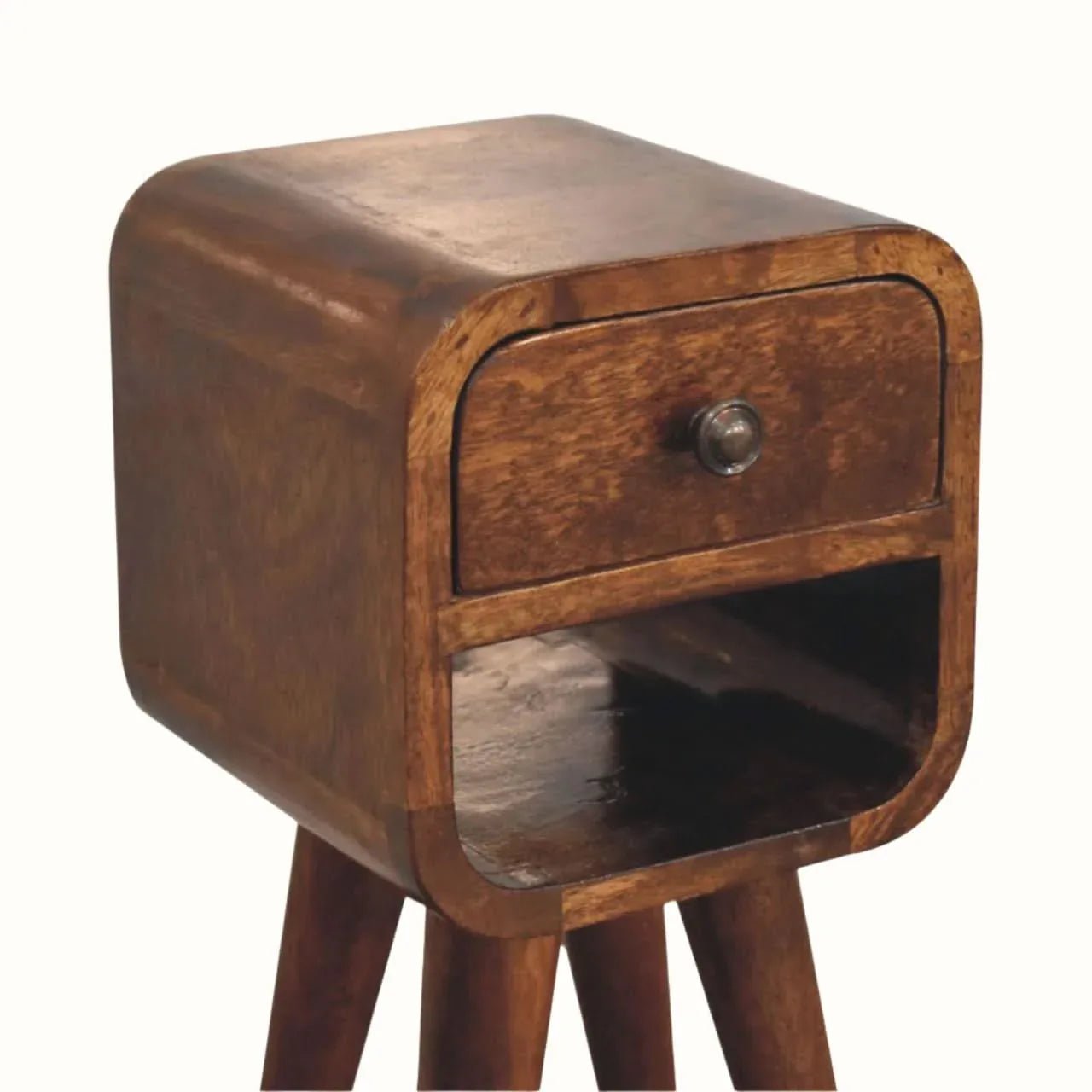 Hamade Reverse Open Bedside Table, Mini - Chestnut Bedside Tables - Bokel Home