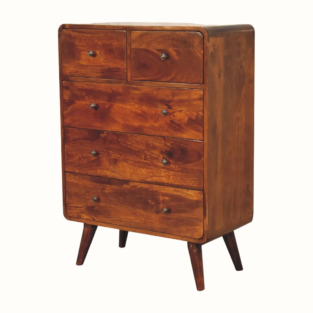 Hamade Tall Chest of 5 Drawers, Small - Chestnut Chest of Drawers - Bokel Home