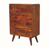 Hamade Tall Chest of 5 Drawers, Small - Chestnut Chest of Drawers - Bokel Home