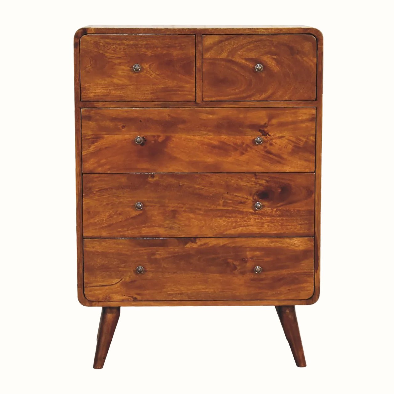Hamade Tall Chest of 5 Drawers, Small - Chestnut Chest of Drawers - Bokel Home