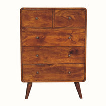 Hamade Tall Chest of 5 Drawers, Small - Chestnut Chest of Drawers - Bokel Home