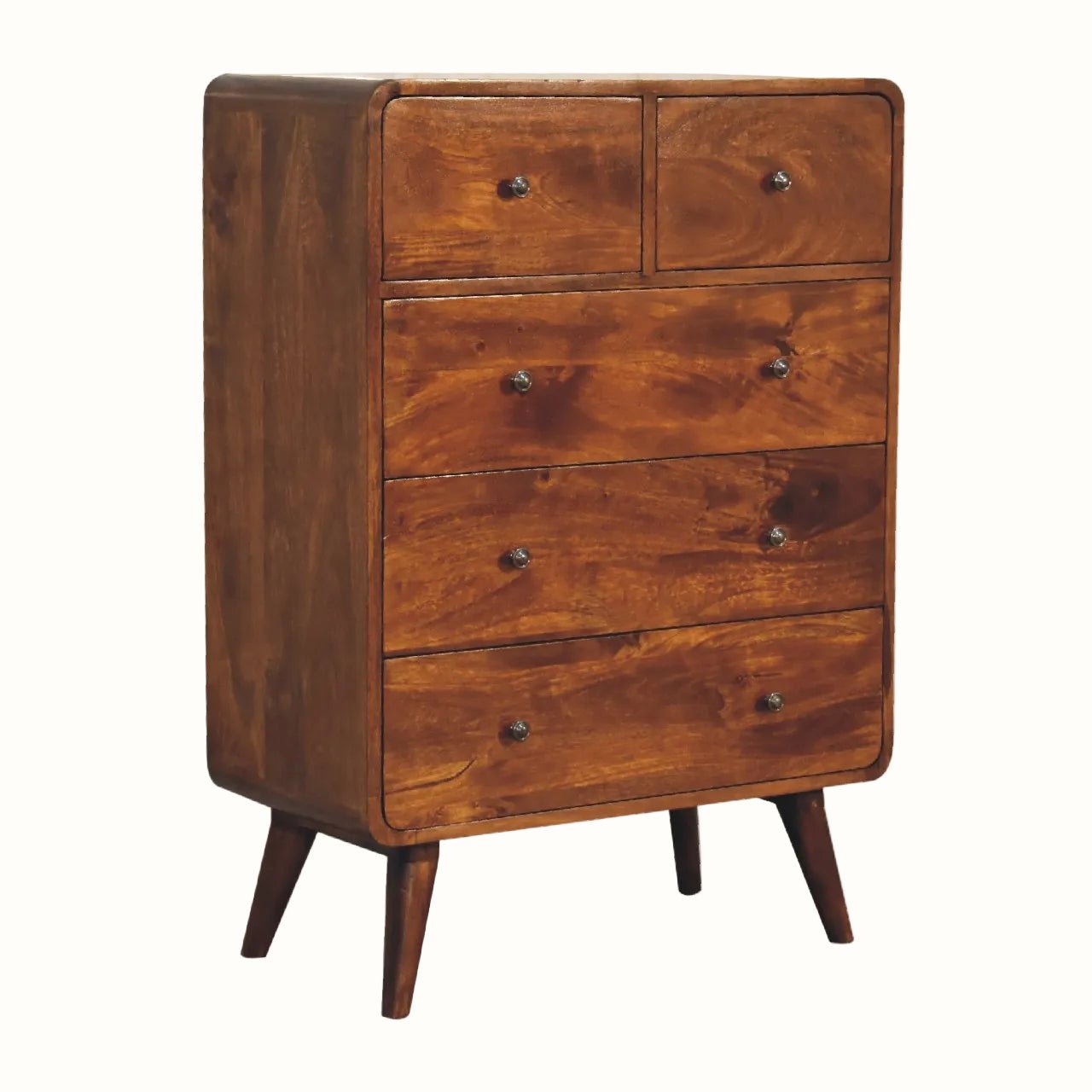 Hamade Tall Chest of 5 Drawers, Small - Chestnut Chest of Drawers - Bokel Home