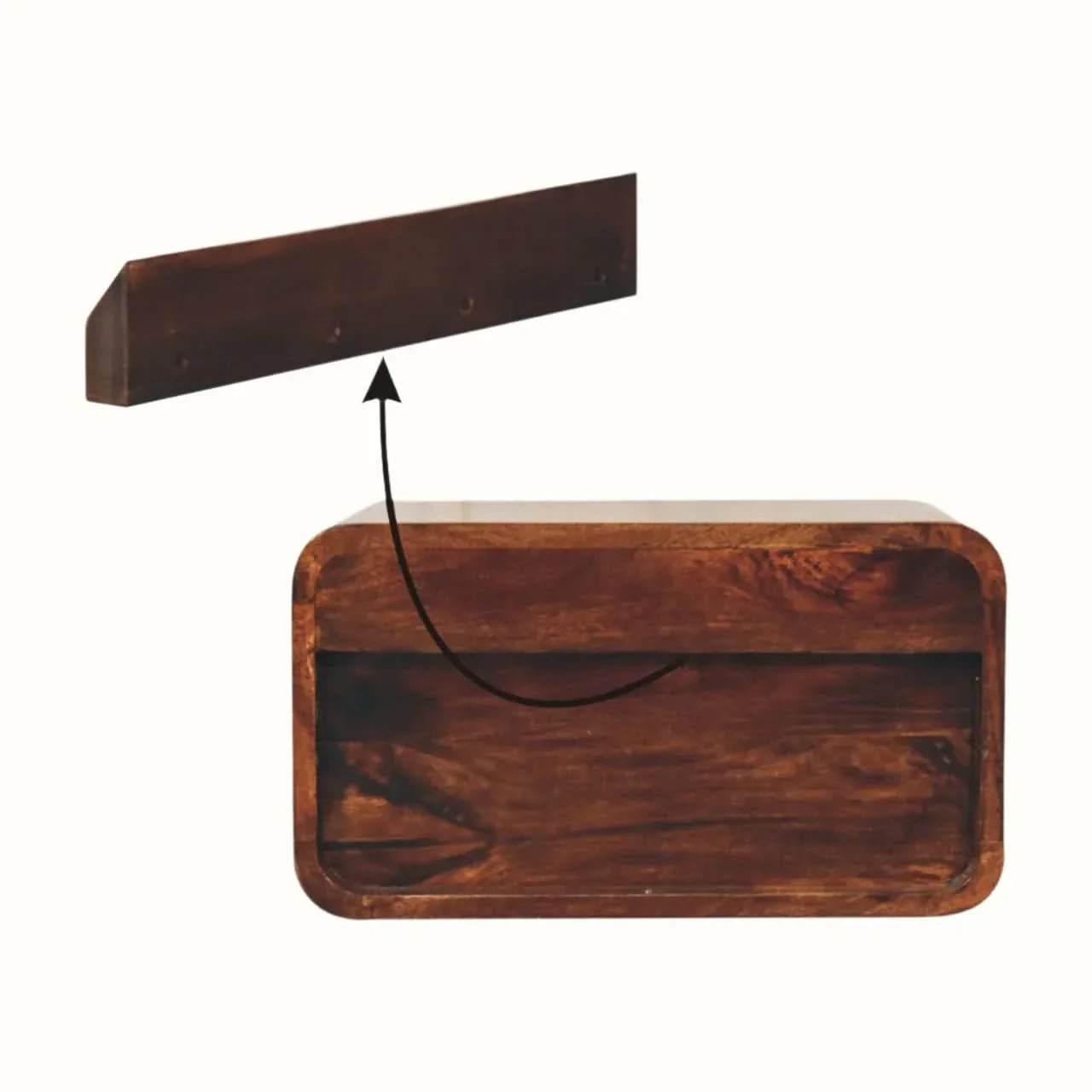 Hamade Wall Mounted 2 Drawer Bedside Table - California Walnut Bedside Tables - Bokel Home