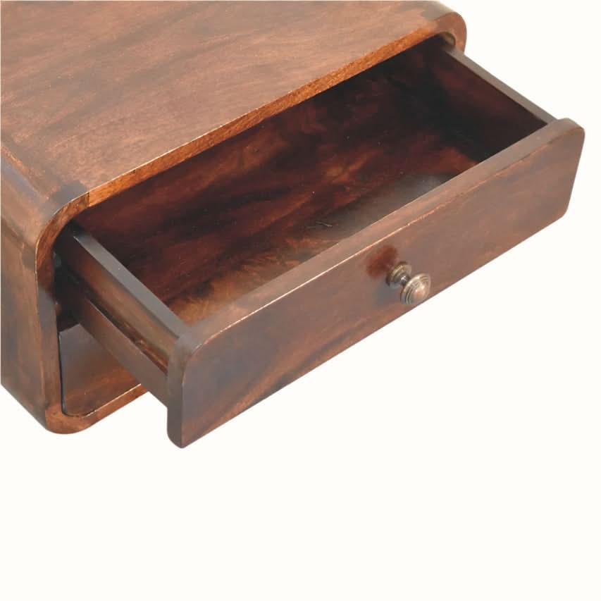 Hamade Wall Mounted 2 Drawer Bedside Table - California Walnut Bedside Tables - Bokel Home