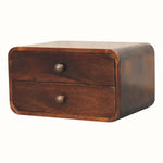 Hamade Wall Mounted 2 Drawer Bedside Table - California Walnut Bedside Tables - Bokel Home