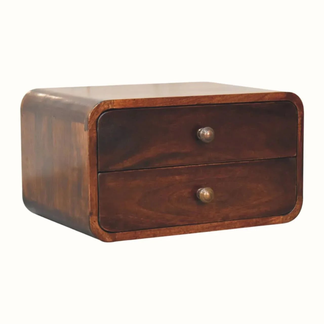 Hamade Wall Mounted 2 Drawer Bedside Table - California Walnut Bedside Tables - Bokel Home