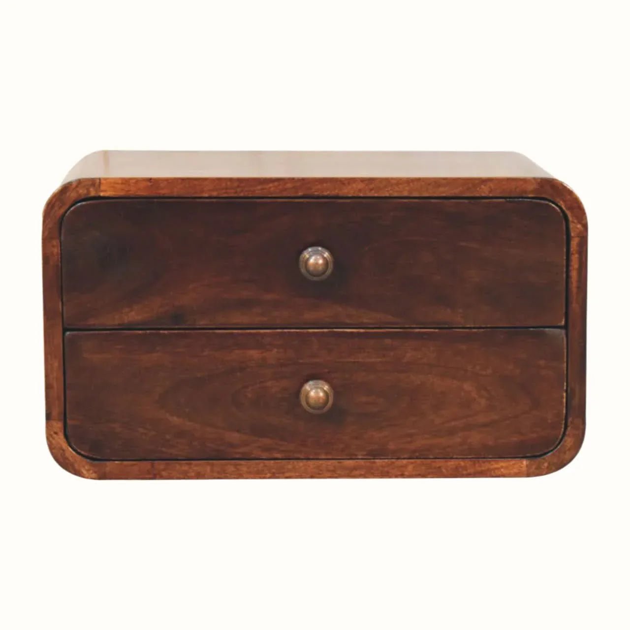 Hamade Wall Mounted 2 Drawer Bedside Table - California Walnut Bedside Tables - Bokel Home