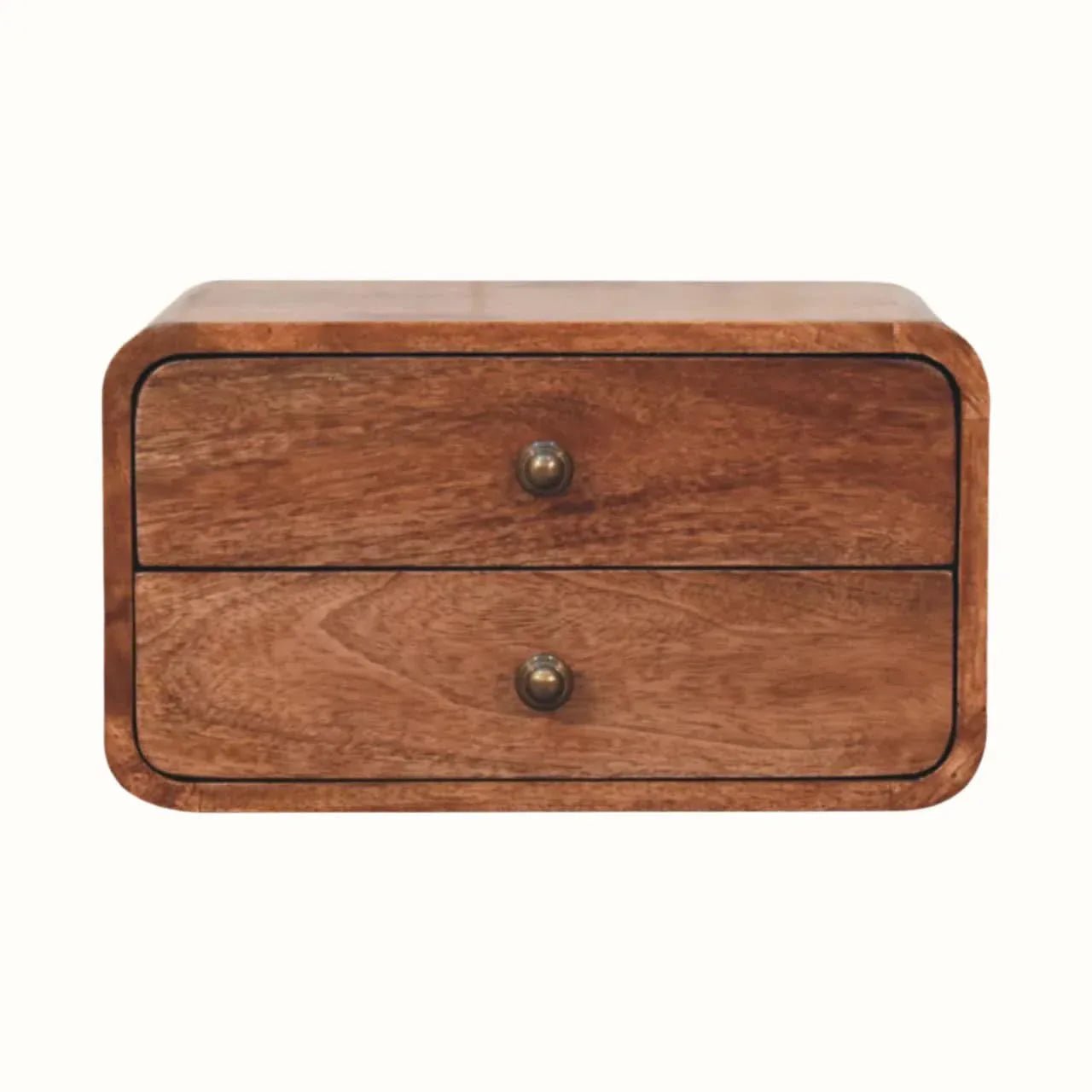 Hamade Wall Mounted 2 Drawer Bedside Table - Honey Caramel Bedside Tables - Bokel Home