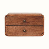 Hamade Wall Mounted 2 Drawer Bedside Table - Honey Caramel Bedside Tables - Bokel Home