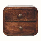 Hamade Wall Mounted 2 Drawer Bedside Table, Small - Honey Caramel Bedside Tables - Bokel Home