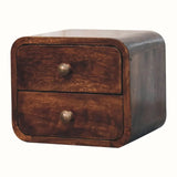 Hamade Wall Mounted 2 Drawer Bedside Table, Small - Honey Caramel Bedside Tables - Bokel Home