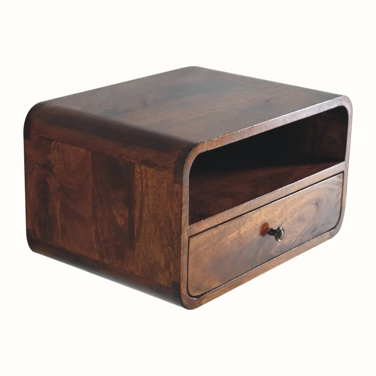 Hamade Wall Mounted Bedside Table, Medium - Chestnut Bedside Tables - Bokel Home