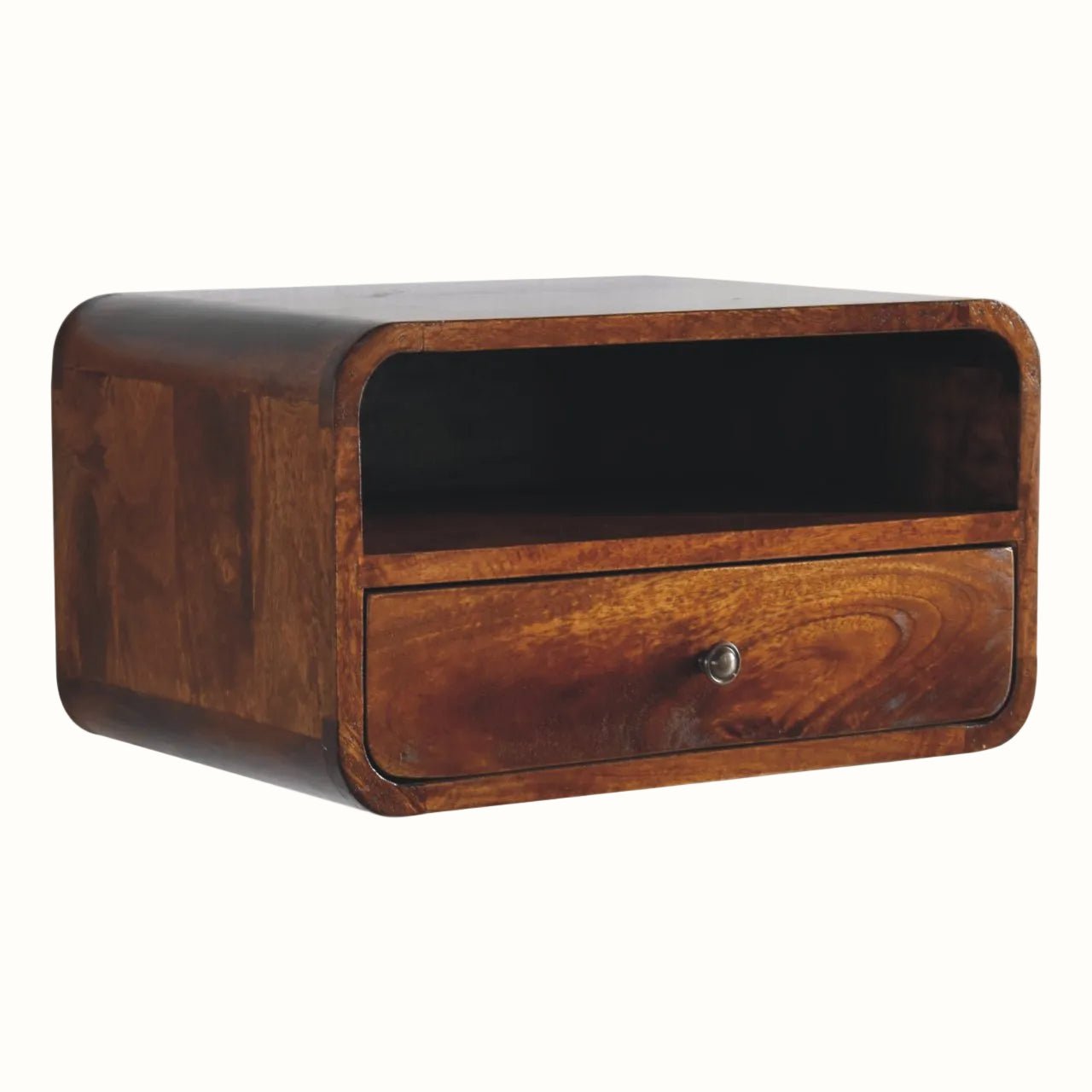 Hamade Wall Mounted Bedside Table, Medium - Chestnut Bedside Tables - Bokel Home