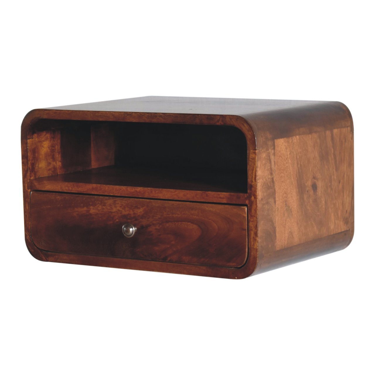 Hamade Wall Mounted Bedside Table, Medium - Chestnut Bedside Tables - Bokel Home