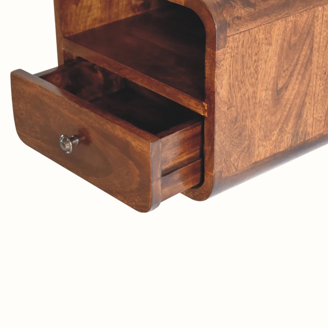 Hamade Wall Mounted Bedside Table, Small - Chestnut Bedside Tables - Bokel Home