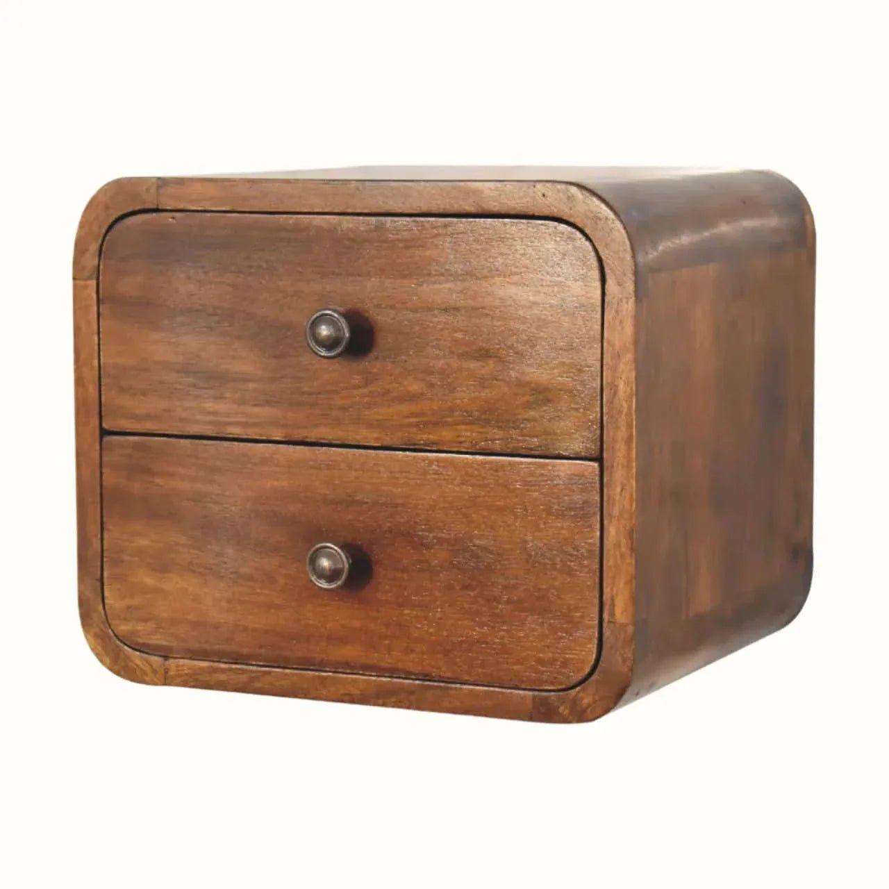 Hamade Wall Mounted Bedside Table, Small - Chestnut Bedside Tables - Bokel Home