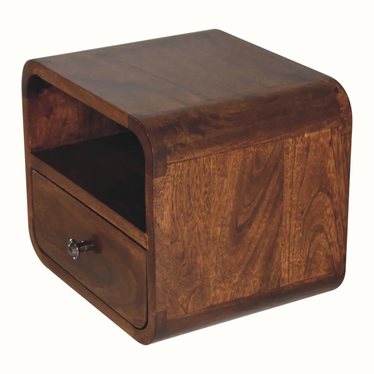 Hamade Wall Mounted Bedside Table, Small - Chestnut Bedside Tables - Bokel Home
